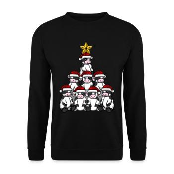 Kuh Rind Weihnachtsbaum - Unisex Pullover - Schwarz - Vorne - Alina (178cm) & Michal (187cm)