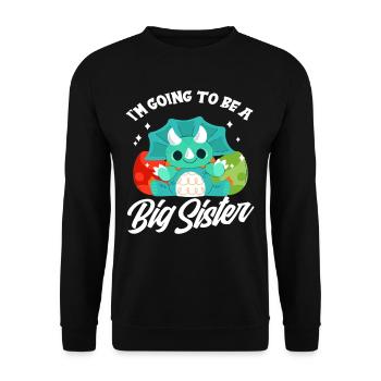 Dinosaurier Schwanger Schwester Nachwuchs - Unisex Pullover - Schwarz - Vorne - Alina (178cm) & Michal (187cm)