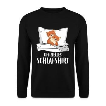 Offizielles Schlafshirt Wiesel Frettchen - Unisex Pullover - Schwarz - Vorne - Alina (178cm) & Michal (187cm)