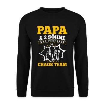 Papa Und Sohn Nicht Immer Auge In Auge Aber Immer - Unisex Pullover - Schwarz - Vorne - Alina (178cm) & Michal (187cm)