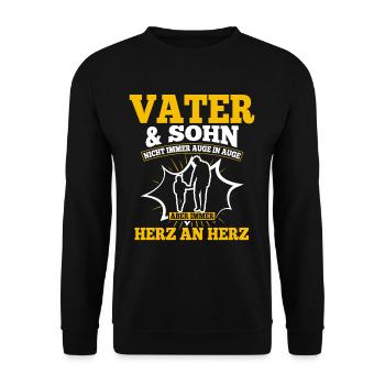 Papa Und Sohn Nicht Immer Auge In Auge - Unisex Pullover - Schwarz - Vorne - Alina (178cm) & Michal (187cm)