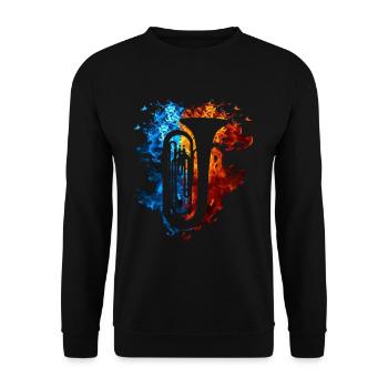 Feu Tuba Burning Musical Instrument Flammes - Sweat-shirt Unisexe - noir - Devant - Alina (178cm) & Michal (187cm)