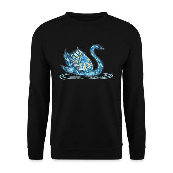 Mandala Swan Geometry Pattern - Unisex Sweatshirt - black - Front - Alina (178cm) & Michal (187cm)