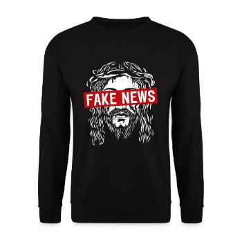 Jesus Fake News - Unisex Sweatshirt - black - Front - Alina (178cm) & Michal (187cm)