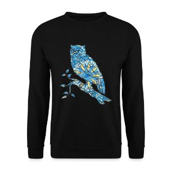 Mandala Eule Geometrie Muster - Unisex Pullover - Schwarz - Vorne - Alina (178cm) & Michal (187cm)