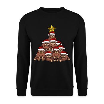 Sloth Christmas Tree - Unisex Sweatshirt - black - Front - Alina (178cm) & Michal (187cm)