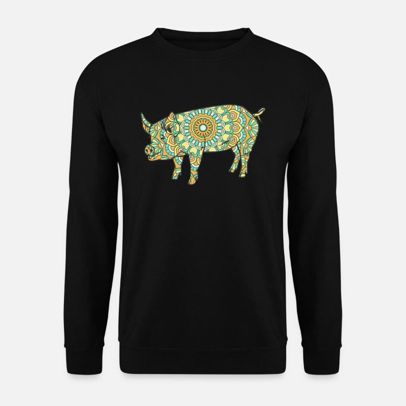 Mandala Schwein Geometrie Muster - Unisex Pullover - Schwarz