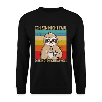 Ich bin nicht Faul Ich bin im Energiesparmodus - Unisex Pullover - Schwarz - Vorne - Alina (178cm) & Michal (187cm)