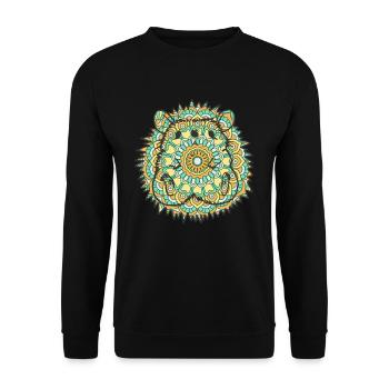 Mandala Igel Geometrisches Muster Kunst - Unisex Pullover - Schwarz - Vorne - Alina (178cm) & Michal (187cm)