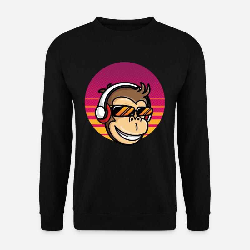 Affe mit Headset - Unisex Pullover - Schwarz