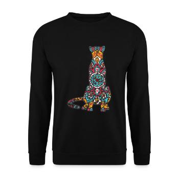Mandala Gepard Geometrie Muster - Unisex Pullover - Schwarz - Vorne - Alina (178cm) & Michal (187cm)