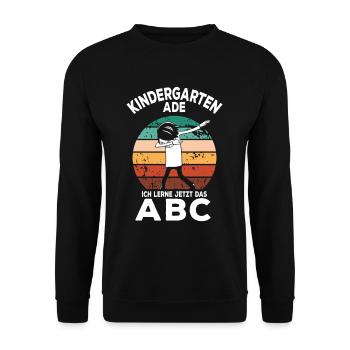 Kindergarten Ade Ich lerne ABC - Unisex Pullover - Schwarz - Vorne - Alina (178cm) & Michal (187cm)
