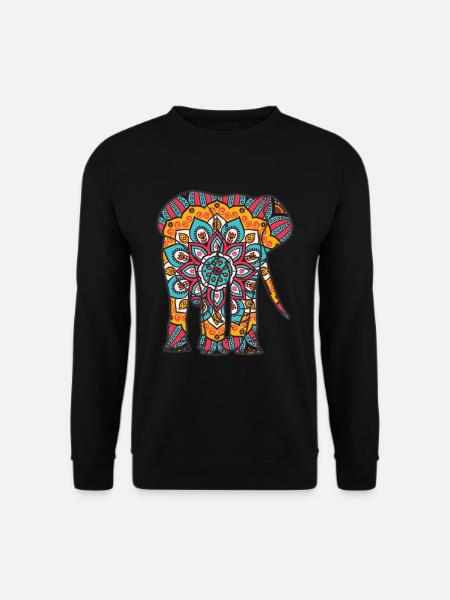 Mandala Elephant Geometre Pattern - Sweat-shirt Unisexe - noir
