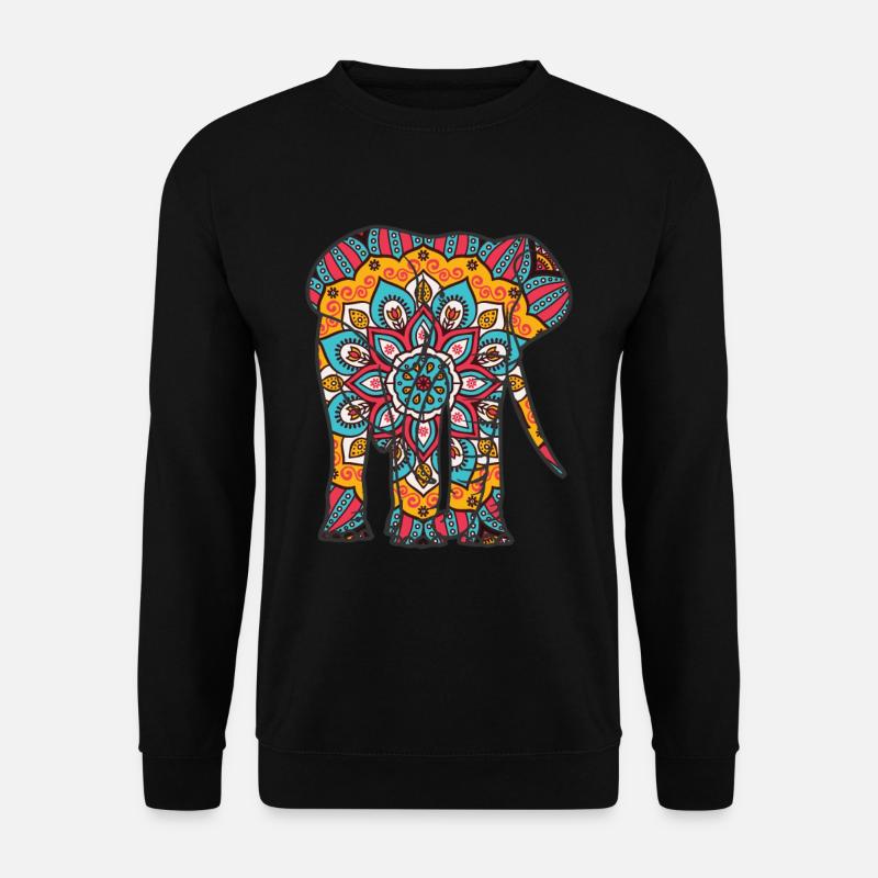 Mandala Elephant Geometre Pattern - Sweat-shirt Unisexe - noir