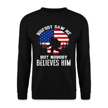 Drôle de Bigfoot USA Drapeau - Sweat-shirt Unisexe - noir - Devant - Alina (178cm) & Michal (187cm)