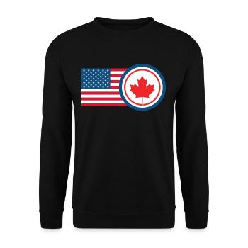 Kanada USA Fahne Herkunft - Unisex Pullover - Schwarz - Vorne - Alina (178cm) & Michal (187cm)