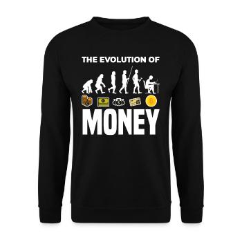 Bitcoin Geld Evolution - Unisex Pullover - Schwarz - Vorne - Alina (178cm) & Michal (187cm)