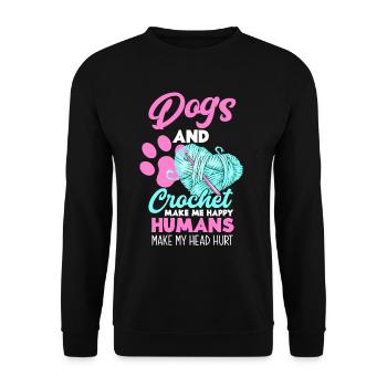 Crochet Dogs Hobby Gift - Unisex Sweatshirt - black - Front - Alina (178cm) & Michal (187cm)
