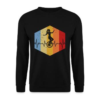 Vintage Heartbeat Unicycle - Unisex Sweatshirt - black - Front - Alina (178cm) & Michal (187cm)