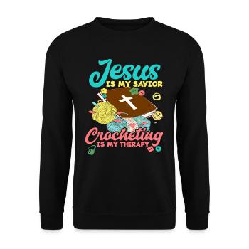 Crochet Jesus - Unisex Sweatshirt - black - Front - Alina (178cm) & Michal (187cm)