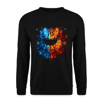 Feuer Griller Flammen Grillmeister Grill Brennt - Unisex Pullover - Schwarz - Vorne - Alina (178cm) & Michal (187cm)