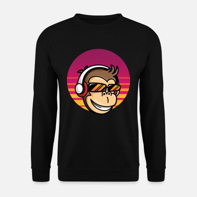 Monkey DJ Affe mit Kopfhörer - Unisex Pullover - Schwarz