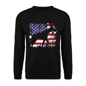 Doberman Dog Breed Dog America Flag USA - Unisex Sweatshirt - black - Front - Alina (178cm) & Michal (187cm)