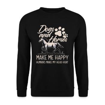 Les chiens et les chevaux me rendent heureux - Sweat-shirt Unisexe - noir - Devant - Alina (178cm) & Michal (187cm)