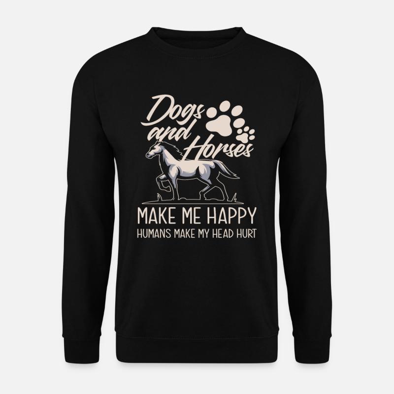 Hunde und Pferde Machen Mich Glücklich - Unisex Pullover - Schwarz