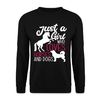 Juste une fille qui aime les chevaux et les chiens - Sweat-shirt Unisexe - noir - Devant - Alina (178cm) & Michal (187cm)