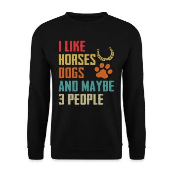 Drôles de chiens Chevaux Lover Cadeau - Sweat-shirt Unisexe - noir - Devant - Alina (178cm) & Michal (187cm)