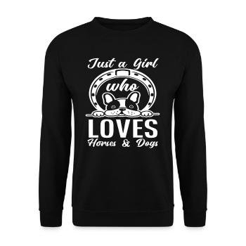 Filles Chiens Chevaux Amour - Sweat-shirt Unisexe - noir - Devant - Alina (178cm) & Michal (187cm)