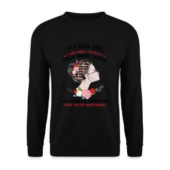 At A Book Nerd That Means I Live In Crazy World - Unisex Sweatshirt - black - Front - Alina (178cm) & Michal (187cm)
