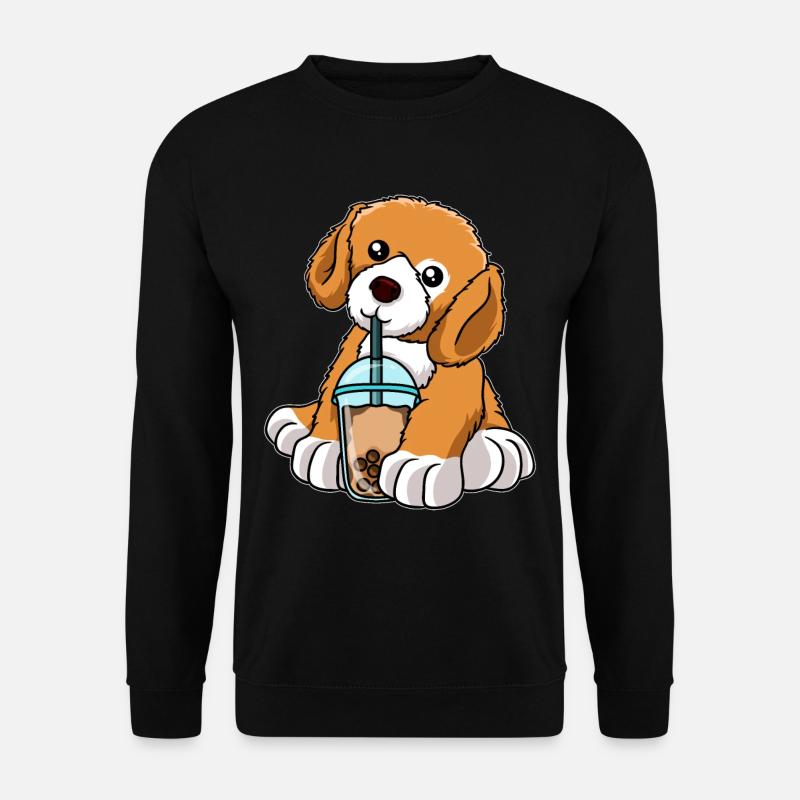 Kawaii Bubble Tea Hund - Unisex Pullover - Schwarz