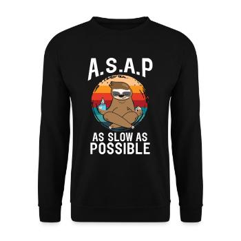 A.S.A.P As Slow As Possbile Sloth Yoga - Unisex Sweatshirt - black - Front - Alina (178cm) & Michal (187cm)