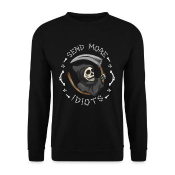 Grim Reaper Idiots Humour Ironie Dicton - Sweat-shirt Unisexe - noir - Devant - Alina (178cm) & Michal (187cm)