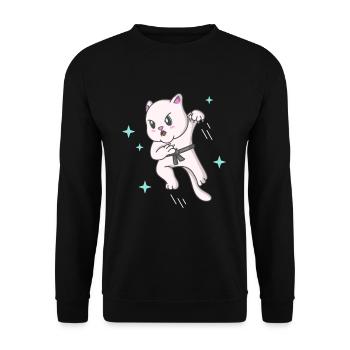 Kawaii Cat Ninja Kitten Fighter Karate - Unisex Sweatshirt - black - Front - Alina (178cm) & Michal (187cm)
