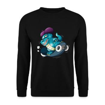 Skater T-Rex Cool Dinosaur Skateboard Skater - Unisex Sweatshirt - black - Front - Alina (178cm) & Michal (187cm)
