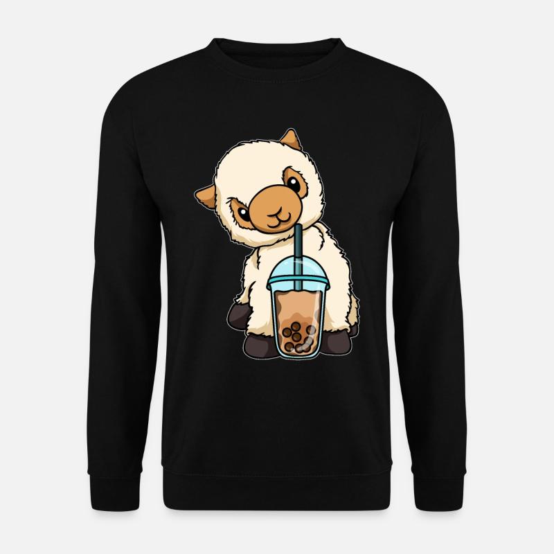 Kawaii Bubble Tea Lama - Unisex Sweatshirt - black