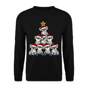 Koala Weihnachtsbaum - Unisex Pullover - Schwarz - Vorne - Alina (178cm) & Michal (187cm)