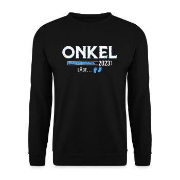 Onkel 2023 lädt Schwangerschaft - Unisex Pullover - Schwarz - Vorne - Alina (178cm) & Michal (187cm)