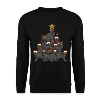 Cats Christmas Tree - Unisex Sweatshirt - black - Front - Alina (178cm) & Michal (187cm)
