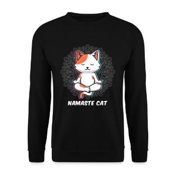 Namaste Katzen Yoga - Unisex Pullover - Schwarz - Vorne - Alina (178cm) & Michal (187cm)