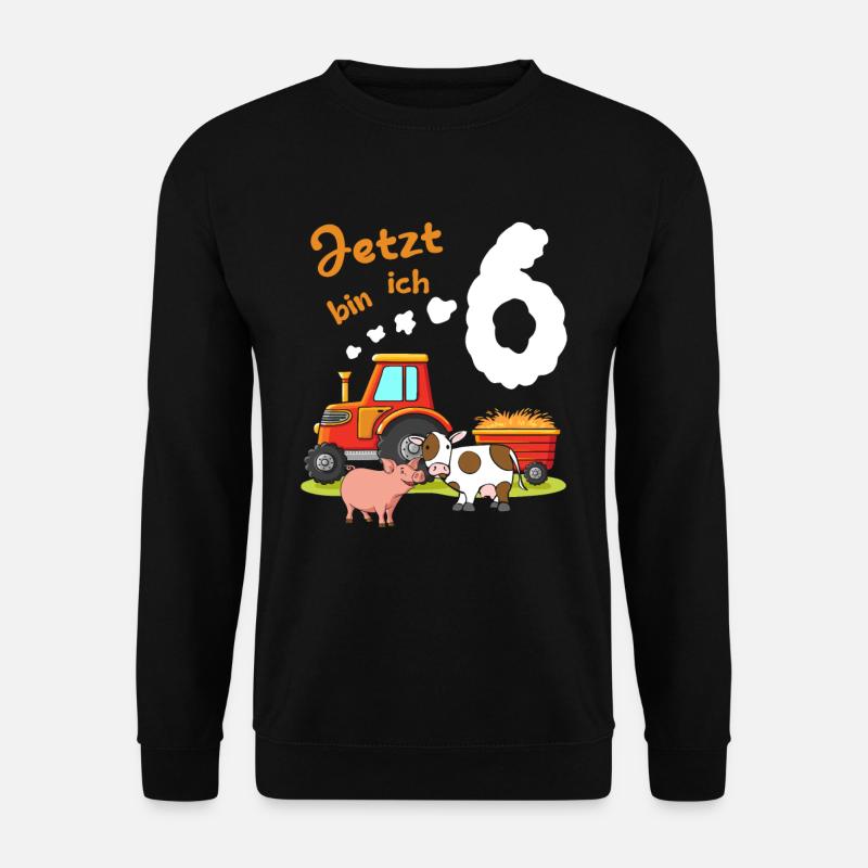 Ich bin 6 Jahre Traktor - Unisex Pullover - Schwarz