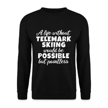Telemark Ski Life Touring Ski Heel Free Free Heel - Unisex Sweatshirt - black - Front - Alina (178cm) & Michal (187cm)