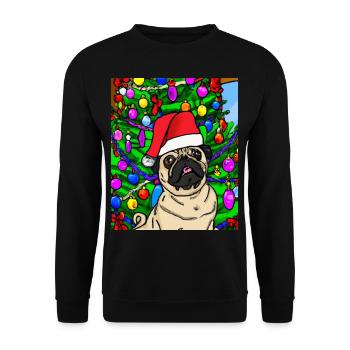 Carlin avec casquette de Noël Propriétaires de chiens de Noël - Sweat-shirt Unisexe - noir - Devant - Alina (178cm) & Michal (187cm)