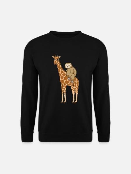 Sloth sits on giraffe - Unisex Sweatshirt - black