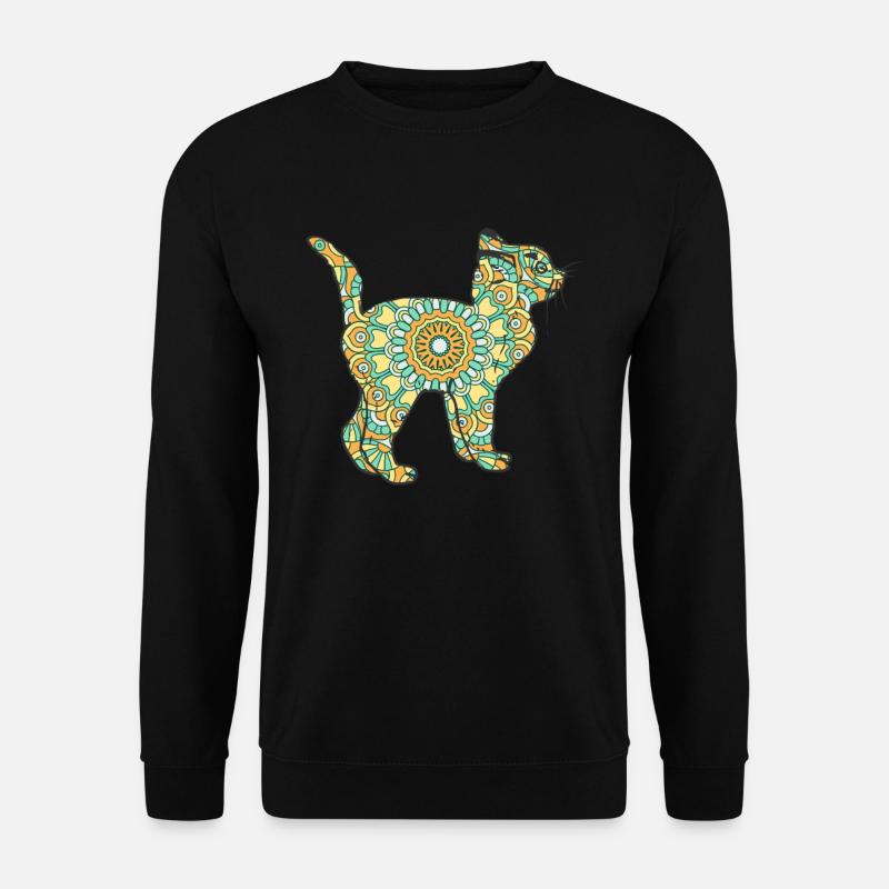 Mandala Cat Geometry Pattern - Sweat-shirt Unisexe - noir