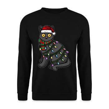 Chat noir avec casquette de Noël - Sweat-shirt Unisexe - noir - Devant - Alina (178cm) & Michal (187cm)