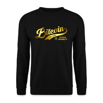 Bitcoin Est 2009 Satoshi Nakamoto Blockchain - Sweat-shirt Unisexe - noir - Devant - Alina (178cm) & Michal (187cm)